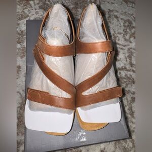 Abeo Brown Leather Strappy Sandals